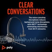 Poly CS540 Wireless DECT Headset - Single Ear - Convertible - Noise Cancelling Microphone Bundle Including: Base, Headband, Ear tips, Goby Labs Headphone Cleaner, Fiber Cloth