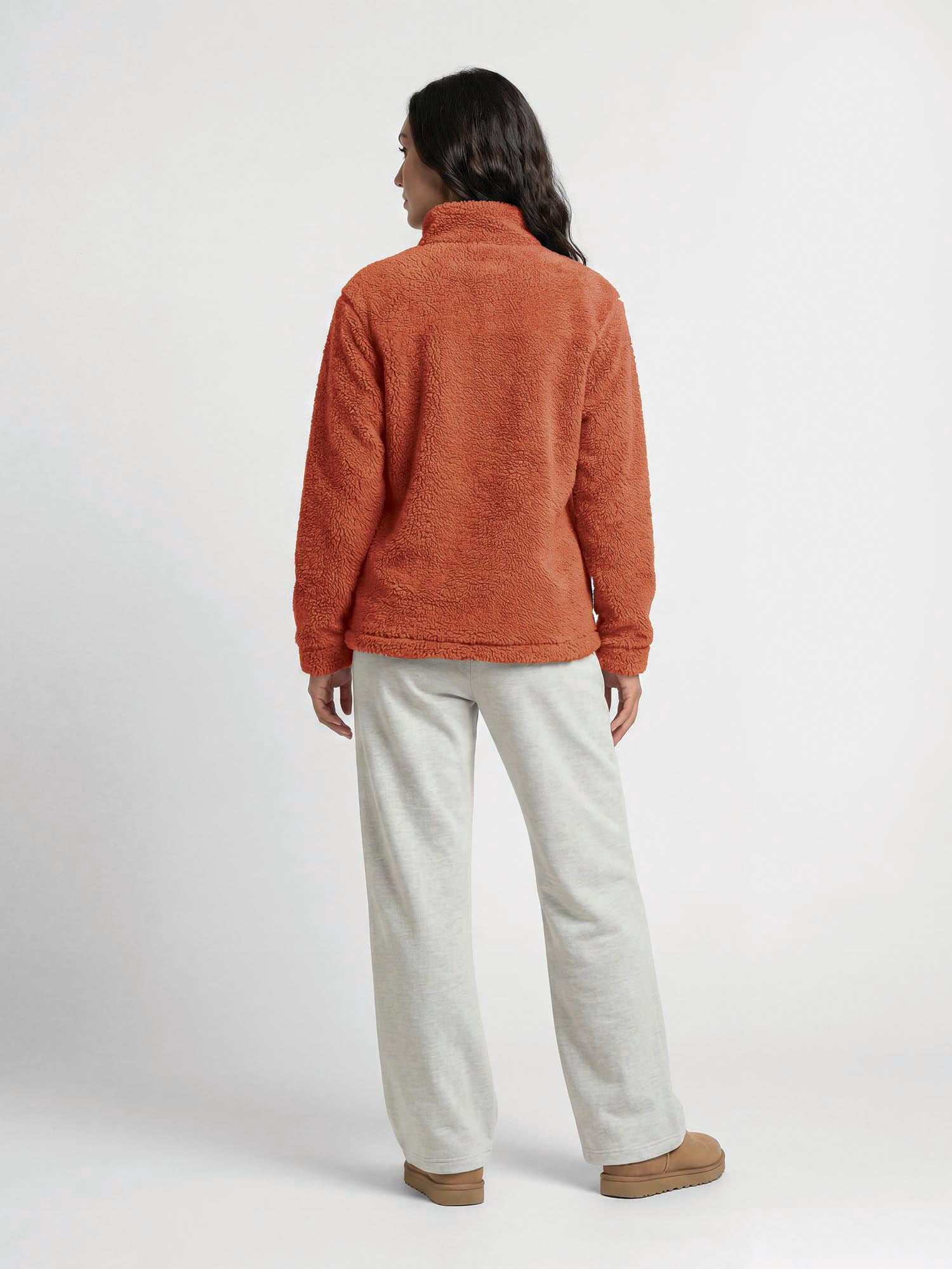 Texas Longhorns Reebok Womens Relaxed Fit Qtr Zip Sherpa Pullover