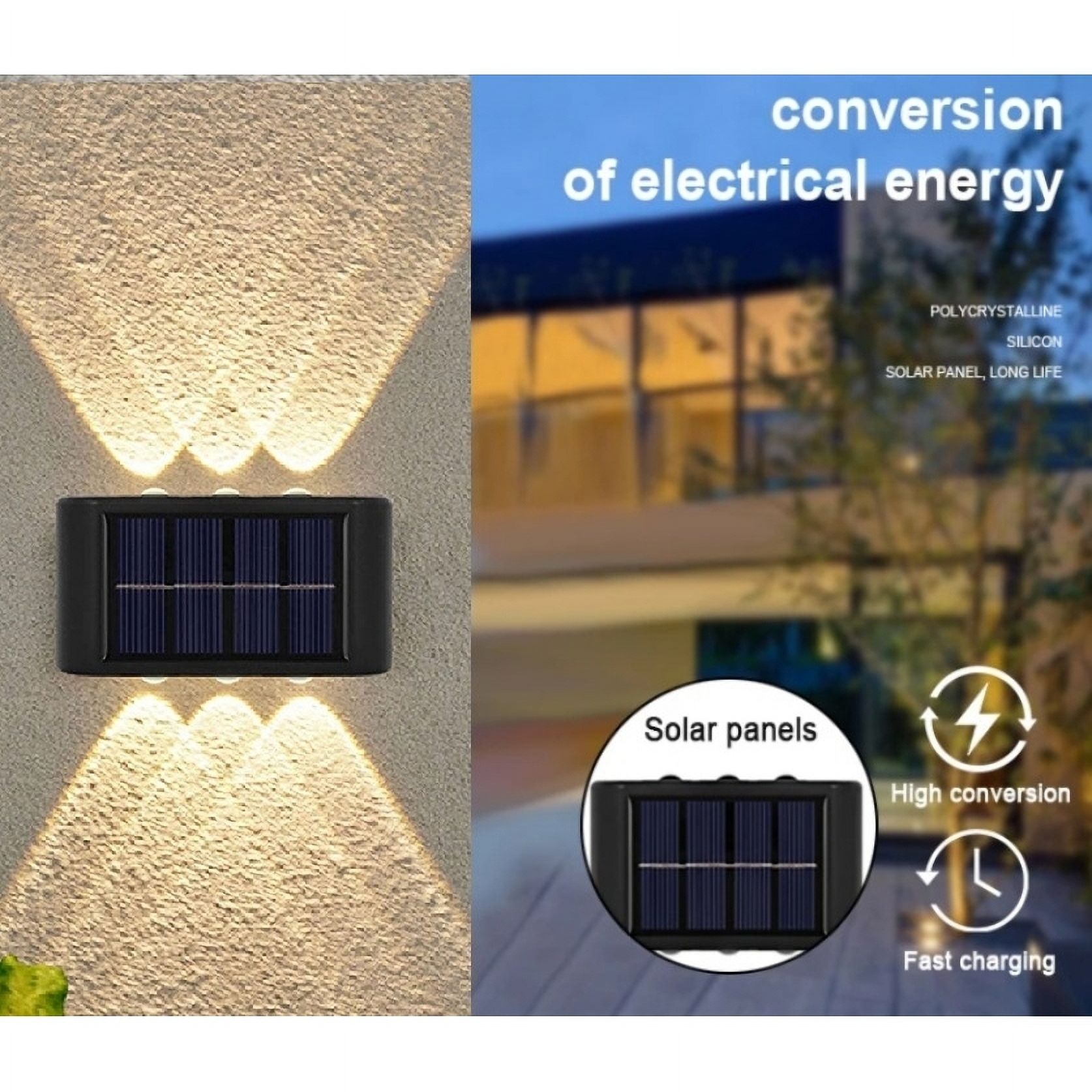 EXCMARK 4 Pack Solar Outdoor Lights – Up & Down Fence, Deck, Wall Lights | Garden, Patio, Yard Decor | Weather Resistant, IP44