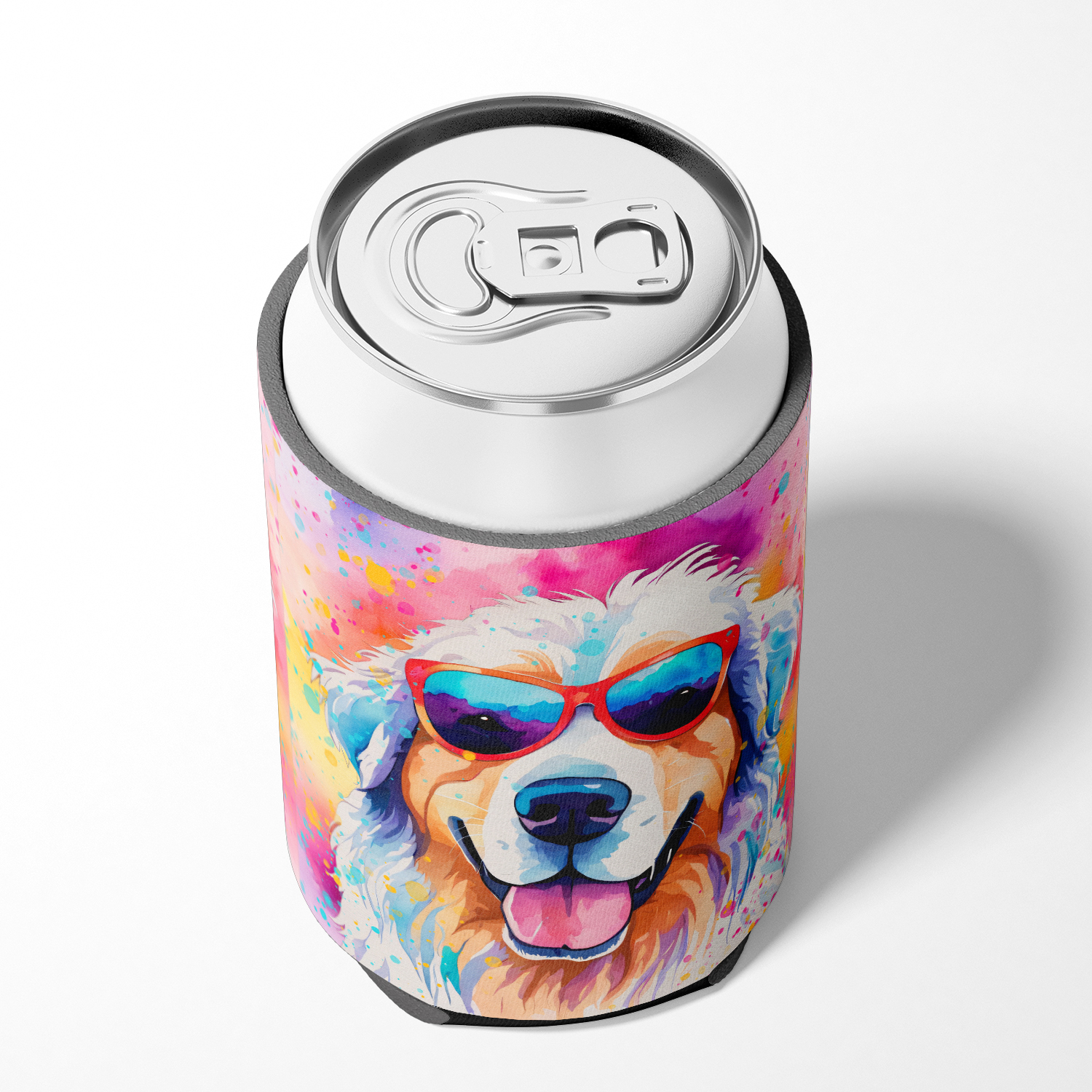 Great Pyrenees Hippie Dawg Can or Bottle Hugger 3 in x 5 in