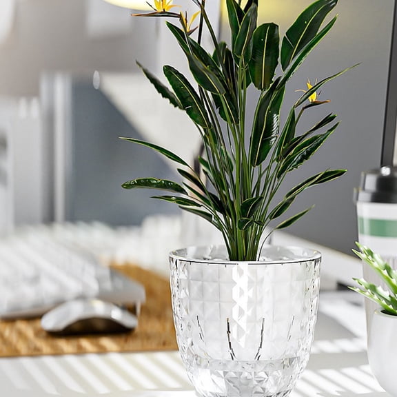 Konghyp Transparent Flower Pot Double Layer Water Storage, Self-Watering Planter, Easy Maintenance for Succulents and Herbs, Stylish Indoor Office Decor, Space-Saving Design