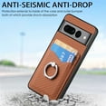 thumbnail image 2 of Case Compatible with Google Pixel 7 Pro, Wallet Case Premium Retro Leather Cover with Card Holder, 360° Rotation Ring Kickstand, Carbon Fiber Patterned Design for Google Pixel 7 Pro, Brown, 2 of 8