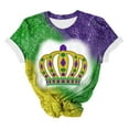 thumbnail image 3 of DeHolifer T-shirts for Women Plus Size Short Sleeve Mardi Gras Printed Round Neck Tee T-shirts Loose Casual Fashion Blouse Tops Multicolor 4XL, 3 of 4