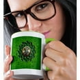 thumbnail image 2 of 3drose, Saint Brigid, Round Shamrock, Saint Brigid Cross Frame, Green, Brown, 15oz Two-tone Green Mug, 2 of 6