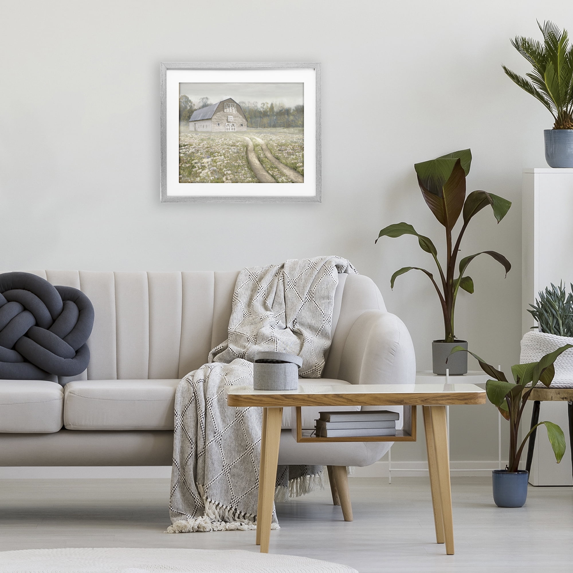 Stupell Industries Wildflower Delight Barn Gray Framed Print Under Glass, design by Amber Sterling