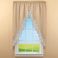 thumbnail image 2 of Collections Etc Elegant Lace Border Trim & Solid-Color Window Curtain Taupe Swags, 2 of 5