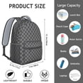 thumbnail image 4 of Gray Checkerboard Backpack for School,Cute School Bag,Schoolbag with Adjustable Shoulder Straps & Padded Back,15.3"x11"x6.7", 4 of 4