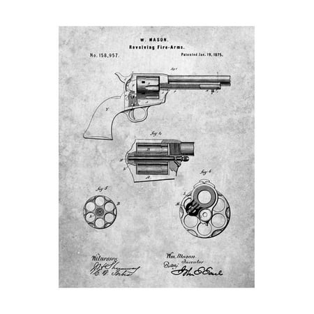 US Firearms Single Action Army Revolver Patent Print Wall Art By Cole (Best Single Action Revolver)
