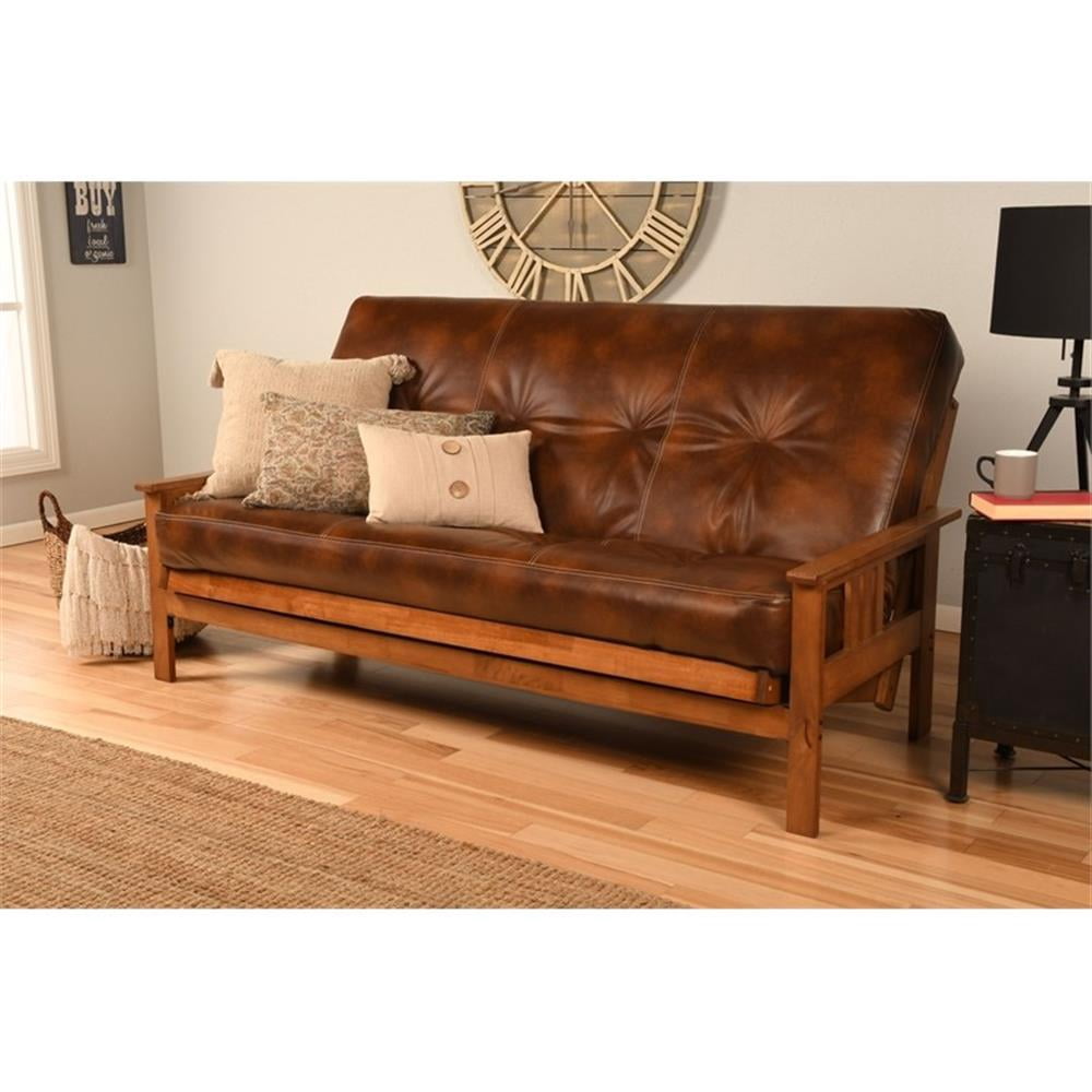 Pemberly Row Full-size Faux Leather Futon Mattress in Brown - Frame Not Included