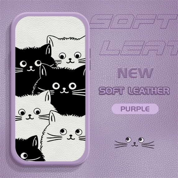 Slim Cartoon Black White Cats Leather Back Casing PU Leather Cover Phone Case for Samsung A11