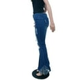 thumbnail image 7 of Flare Jeans for Women Fashion Ripped Hole Fringe Hem Bell Bottom Jeans High Waist Slim Fit Wash Denim Pants Trousers, 7 of 7