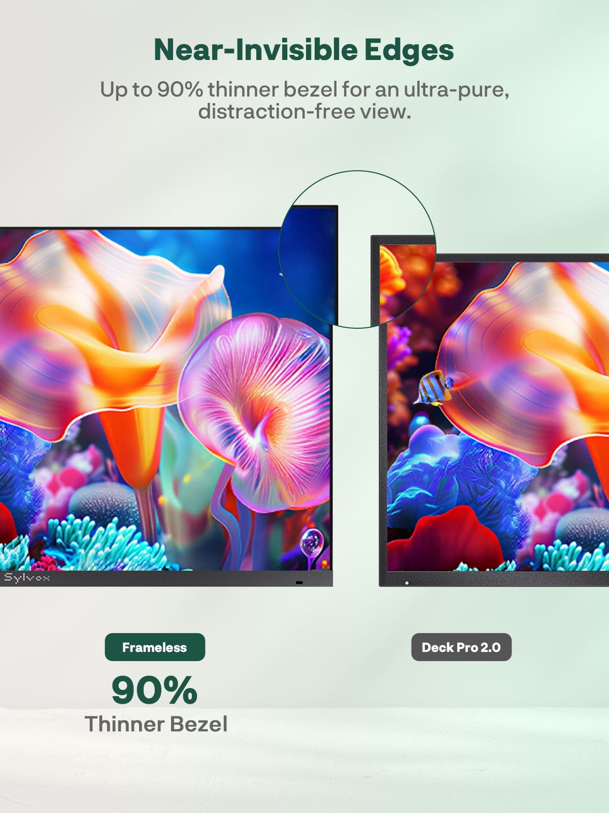 SYLVOX 43 inch Outdoor TV, Ultra-Narrow Bezel, IP56 Waterproof, Google TV OS w/AI Wallpaper, Dolby Atmos, 1000 Nits Brightness for Partial Sun (Frameless, 2026)