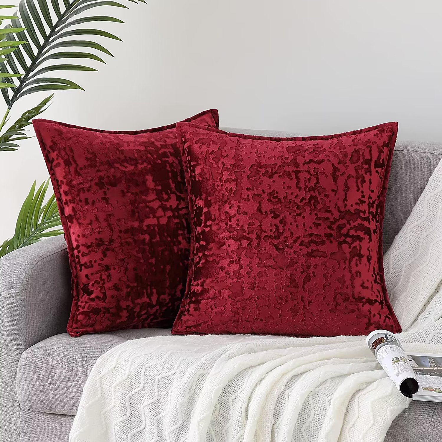 GlowSol Decorative Throw Pillowcases Velvet Soft 16"x16" Throw Pillow Covers Square Cushion