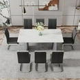 thumbnail image 5 of Sumdeal Luxury Faux Marble Dining Table for 6, 71" Rectangular Kitchen Table with Polished Silver Pedestal Base for 4-8 People in Kitchen Dining Room, 5 of 7
