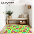 thumbnail image 3 of ODIKA 4'x6' Machine Washable Non-Slip Area Rug, Winter Mosaic Featuring Lollipops and Stars High Traffic Rug, Yellow, 647091, 3 of 7