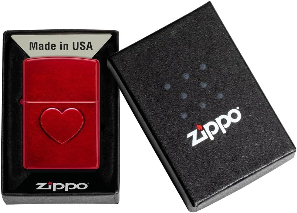Zippo Lighter - Customized Message on Stamped Heart Candy Apple Pocket 46588