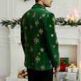 thumbnail image 4 of Domuza Christmas Blazer Men Funny Xmas Print Notched Lapel Corduroy Suit Jacket Casual Retro Slim Fit Three Buttons Single Breasted Sport Coat Green 3XL, 4 of 4