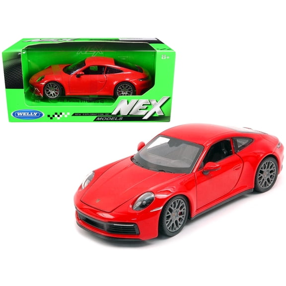 Porsche 911 Carrera 4S Red with Gray Wheels "NEX Models" 1/24 Diecast Model Car by Welly