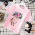 thumbnail image 3 of Cartoon Cats Kid Pink T Shirt Cartoon Cat Print Western Style T-shirt Short Sleeve for Boys and Girls Stranger Things Clothes, 3 of 5