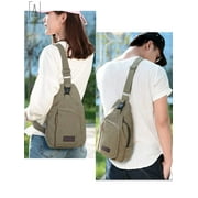 Gustave Canvas Sling Bag for Men & Women Anti-Theft Chest Shoulder Bag Vintage Casual Crossbody Backpack Messenger Bag for Travel Hiking Gray