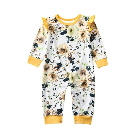 

Vikakiooze Newborn Infant Baby Girls Long Sleeve Floral Flowers Romper Jumpsuit