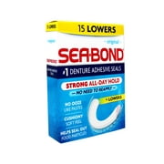 4 Pack - Sea-Bond Secure Denture Adhesive Seals, Original Lowers, Zinc-Free, All-Day-Hold, Mess-Free, 15 Count
