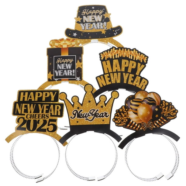 6 piezas de tocados de Año Nuevo 2025, broche para el cabello, accesorio para fotos de fiesta de Nochevieja, diadema 2025, broche para el cabello para festivales, diademas para mujer