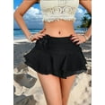 thumbnail image 4 of Women'S Mini Skirt Mesh Flowy Hem Y2K Skirts Multi-Layer Ruffle Trim Skort Black M, 4 of 9