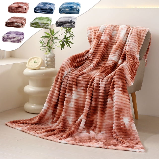 Manta de franela a rayas | Manta de poliéster supersuave para sofá, dormitorio y sala de estar | Ligera, acogedora y cálida (78,7 x 70,8 pulgadas) | Resistente a la decoloración, duradera, fácil de