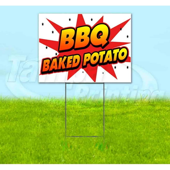 Wbg Bbq Baked Potato (18" x 24") Yard Sign, Includes Metal Step Stake