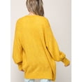 thumbnail image 4 of Made by Johnny Women's Kimono Long Sleeve Batwing Open Front Chunky Knit Cardigan Loose Sweater with Pockets S MUSTARD, 4 of 6
