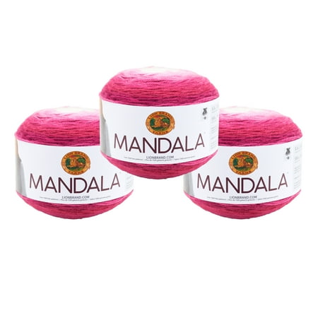 UPC: 0842093116066 | Lion Brand Yarn Mandala Cupid Self-Striping Light Acrylic Multi-Color Yarn 3 Pack