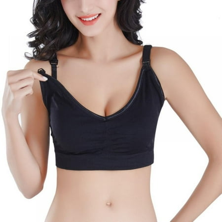 

Women Nursing Bra Maternity Breastfeeding Bras Prevent Sagging for Pregnant Female Underwear Breast Feeding Bras Black M