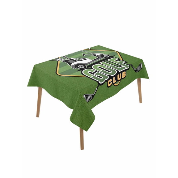 Golf Club Green Table Cloth, Abstract Vintage Golf Sports Waterproof Tablecloth for Rectangle Tables, Reusable Washable Fabric Table Cover for Restaurant Kitchen Dining Tables 52"x70"
