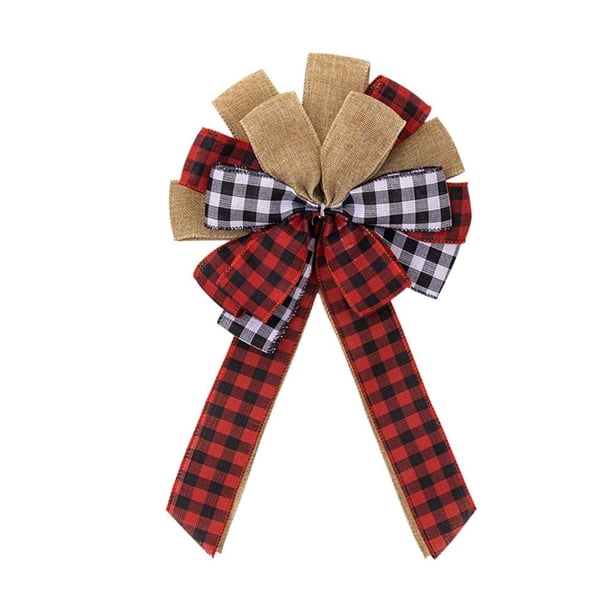 TQEHS Lazos navideños grandes para coronas, lazos para coronas navideñas con forma de camión de árbol, lazos de copos de nieve de Navidad para adornos de arpillera natural E9G2