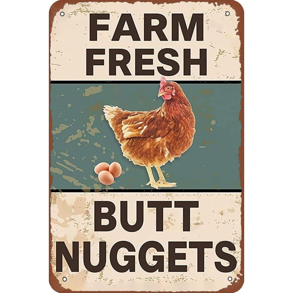 Farm Fresh Butt Nuggets Vintage Metal Tin Sign Funny Wall Plaque Decor 8 x 12 Inches