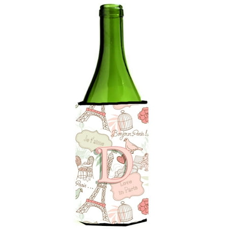 

Caroline s Treasures CJ2002-DLITERK Letter D Love in Paris Pink Wine Bottle Hugger Wine Bottle multicolor
