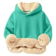 thumbnail image 2 of Hicidod Girls Hoodies Casual Long Sleeve Sherpa Fashion Solid Hooded Kids Sweatshirt Fleece Lined Thicken Warm Toddler Pullover Tops, 2 of 3