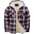 thumbnail image 4 of Xyxonk Men's Sherpa Fleece Lined Hoodie Jacket,Button Hooded Fall Winter Plaid Sweatshirt Jackets with Pockets,Wine 2XL, 4 of 6