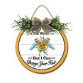 thumbnail image 1 of I Can Change Your Hair Wooden Front Door Sign Rustic Round Wreath Wall Hanger Porch Decor Spring and Summer Farmhouse Decoration Housewarming Gift 12 Inches, 1 of 5