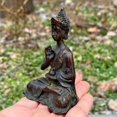 thumbnail image 2 of Tibet vintage copper bronze Tibetan Buddhism Buddha figurine, Meditating meditation Sitting Buddha Figurine Decorate Bodhisattva statues, 2 of 10