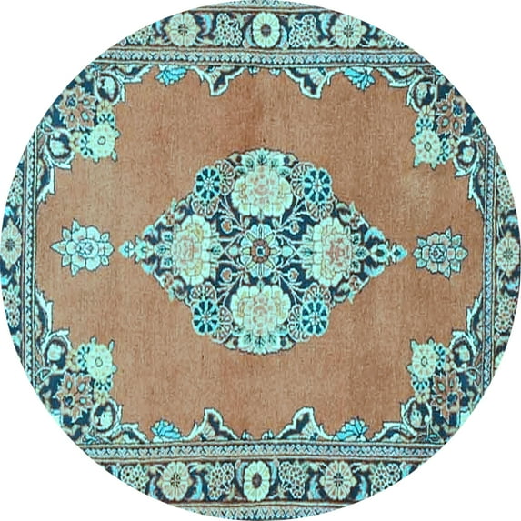 Ahgly Company Indoor Round Persian Light Blue Traditional Area Rugs, 3' Round
