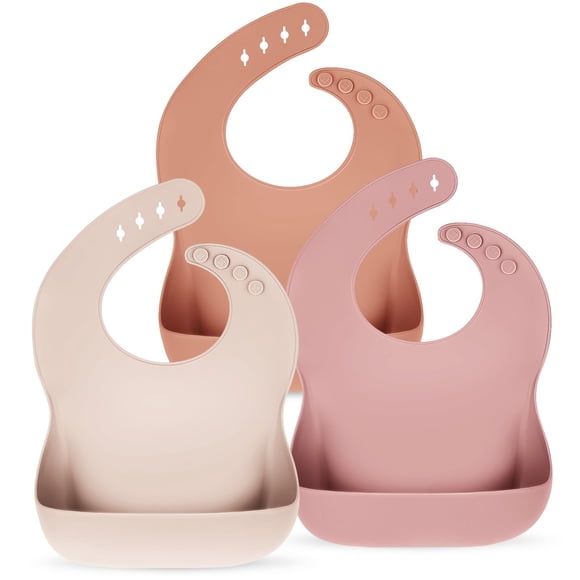 Baberos de silicona Eascrozn para bebés y niñas pequeñas, juego de 3