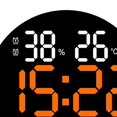 thumbnail image 3 of Abbracc 10 inch Wall Clock Time Week Date Temperature Humidity Display Round Digital LED Orange, 3 of 9