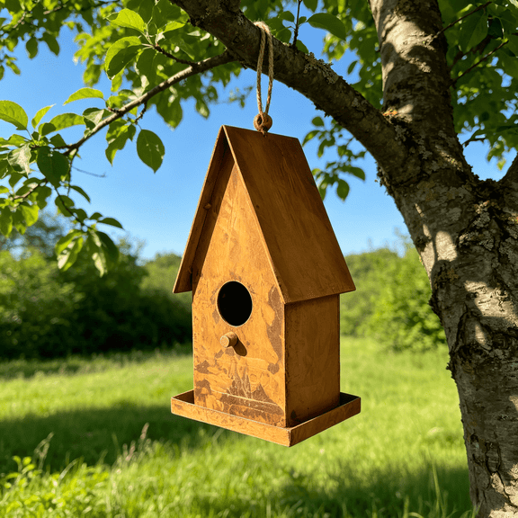 8" H x 4'' W Metal Bird Houses with Feeder for Outside Hanging Birdhouses Outdoor