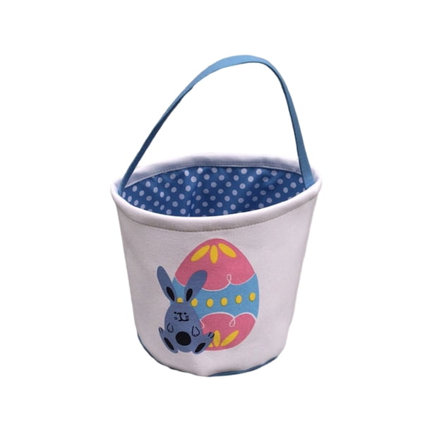 Cateissary Bolsa de conejito de gran capacidad, cesta de Pascua resistente al desgaste, cubos de vacaciones presentes, patrones surtidos, bolsas Almacenamiento y organización del hogar azul huevo