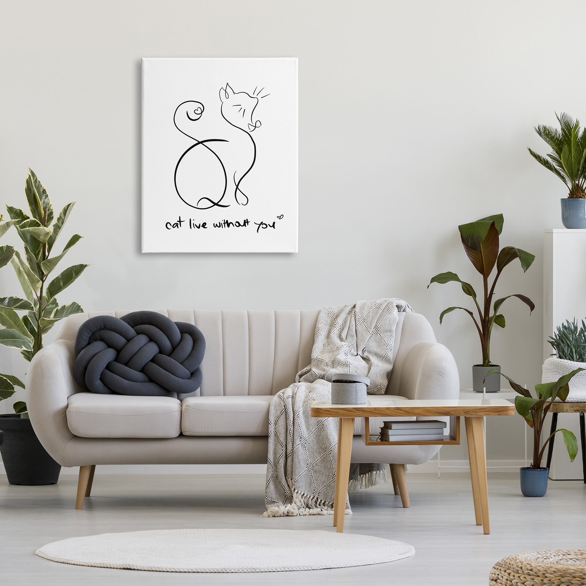 Stupell Industries Cat Live Without You Phrase Feline Pet Pun, 30 x 40, Design by Anna Quach