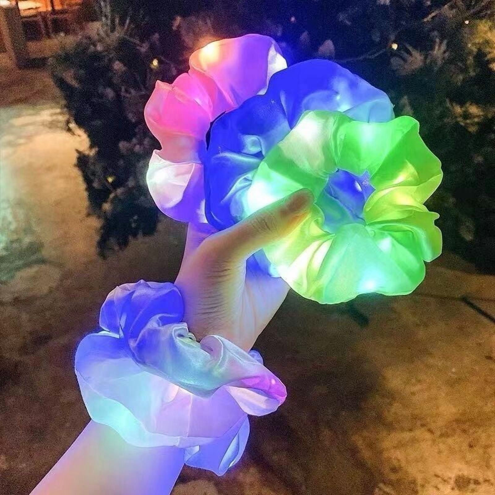 50Pcs LED Luminous Scrunchies Glowing Hairband Girl Light Up Hair Scrunchy Birthday Party Headwear Supplies Hair Accessories