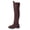 Coffee, variant on Black Ladies Round Toe Lace Up Long Boots Side Zipper Low Heel Comfortable Fall Winter Fashion Boot