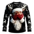 thumbnail image 4 of XIAOCHA Men's Crew Neck Sweatshirt Long Sleeve Santa Graphic Print Holiday Pullover Top, Black, Sizes M, 4 of 4